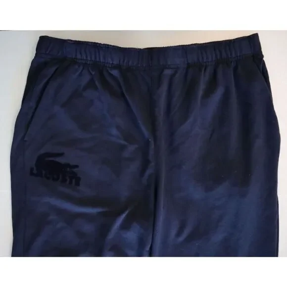 Lacoste 3H5422-51-423 Men's Sz M Navy Blue Cotton Fleece Lounge Jogger Pants